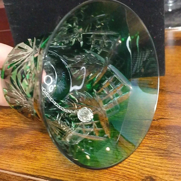 Vintage West Germany House of Global Art emerald green Cut to Clear Crystal Bell - Picture 5 of 9